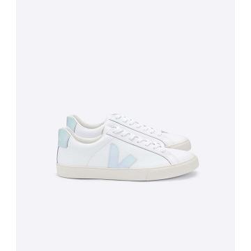 White/Blue Women's Veja ESPLAR LEATHER Sneakers | AU 609WNB